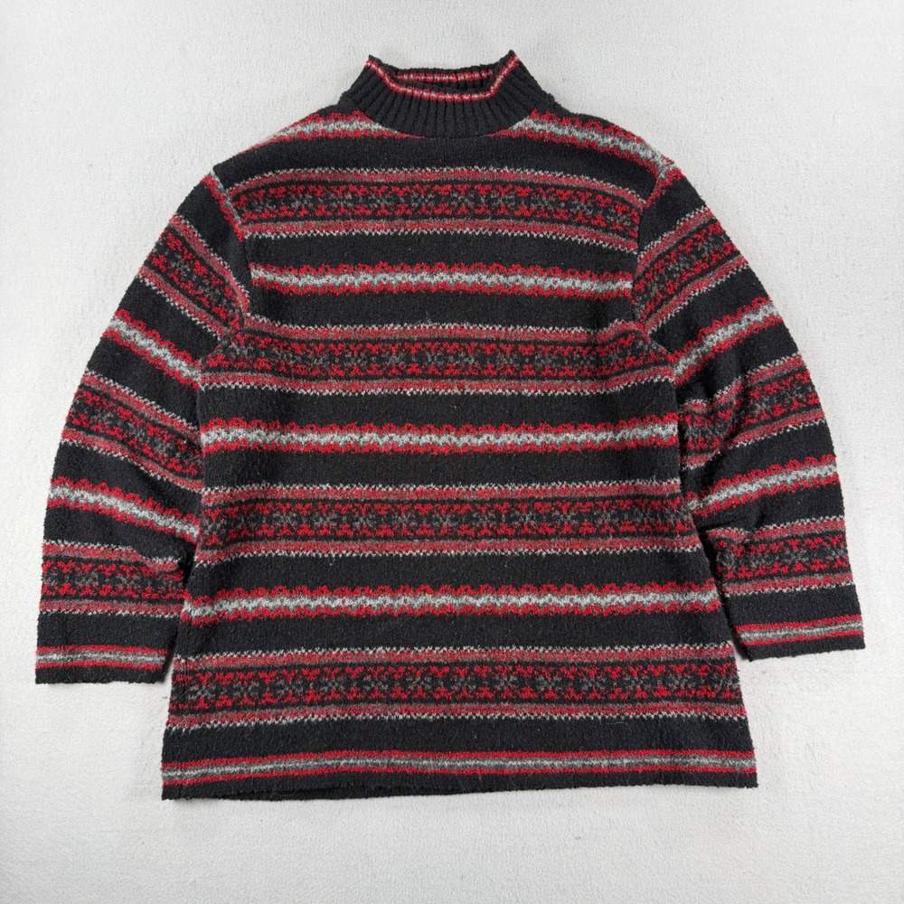 Vintage Yarnworks Mens Medium Wool Blend Fair Isle Mock Neck Sweater